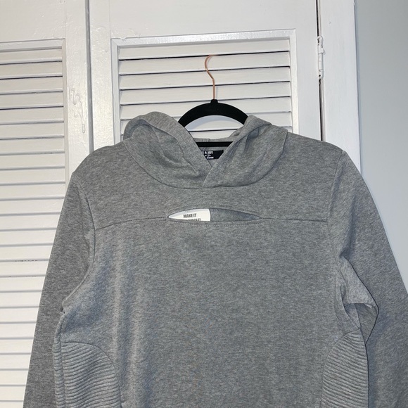 Peek A Boo Sweatshirt Mini Dress - Heather Grey - Picture 4 of 8